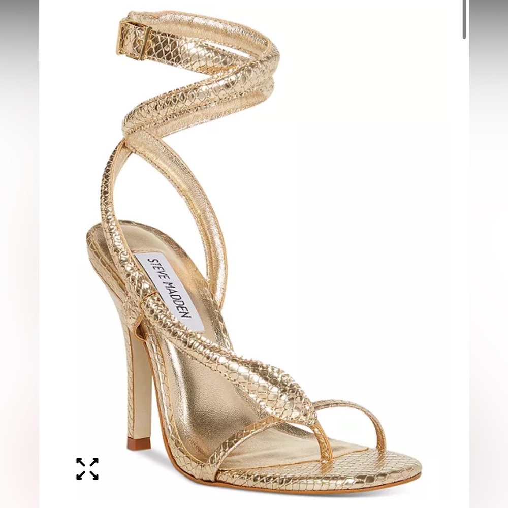 Steve Madden Gold Faux Leather Snake Strap Heels in 9.5